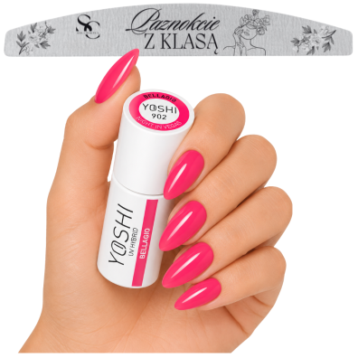 Yoshi Lakier Hybrydowy do paznokci UV Hybrid 902 Bellagio Różowy Neon 6ml + PILNIK