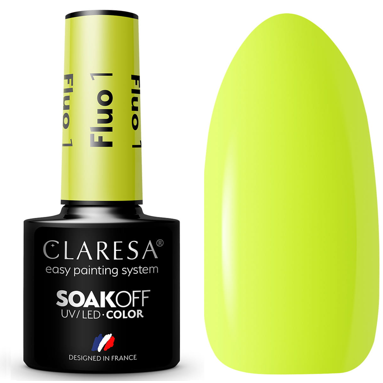 Claresa Lakier Hybrydowy do paznokci FLUO 1 neonowy żółty (1)